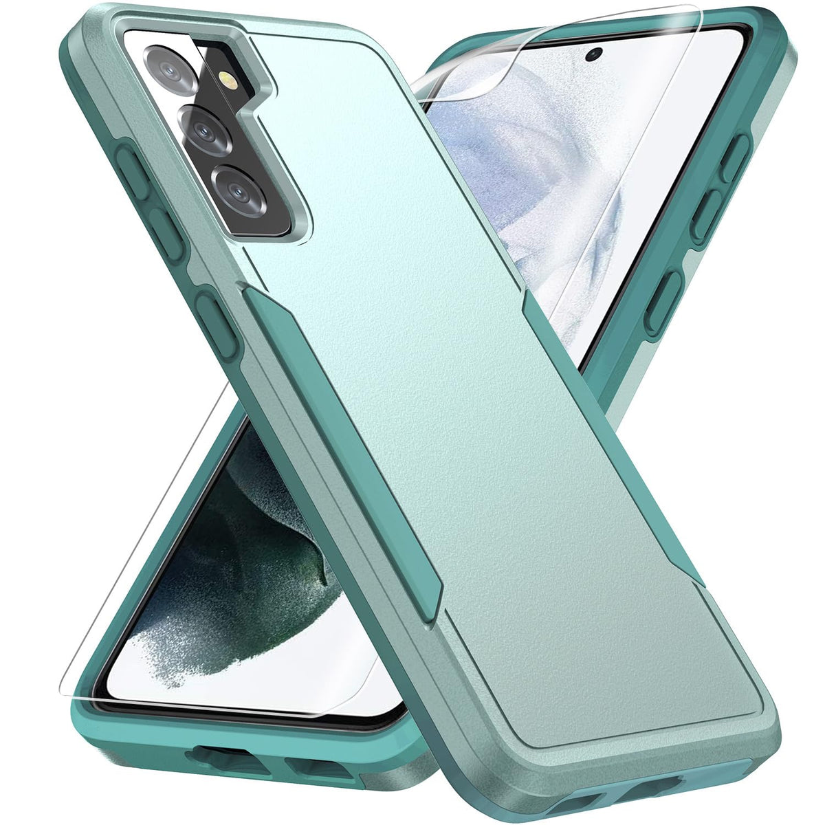 Military-grade shockproof phone case for Samsung Galaxy S21，Includes 1 tempered glass screen protector