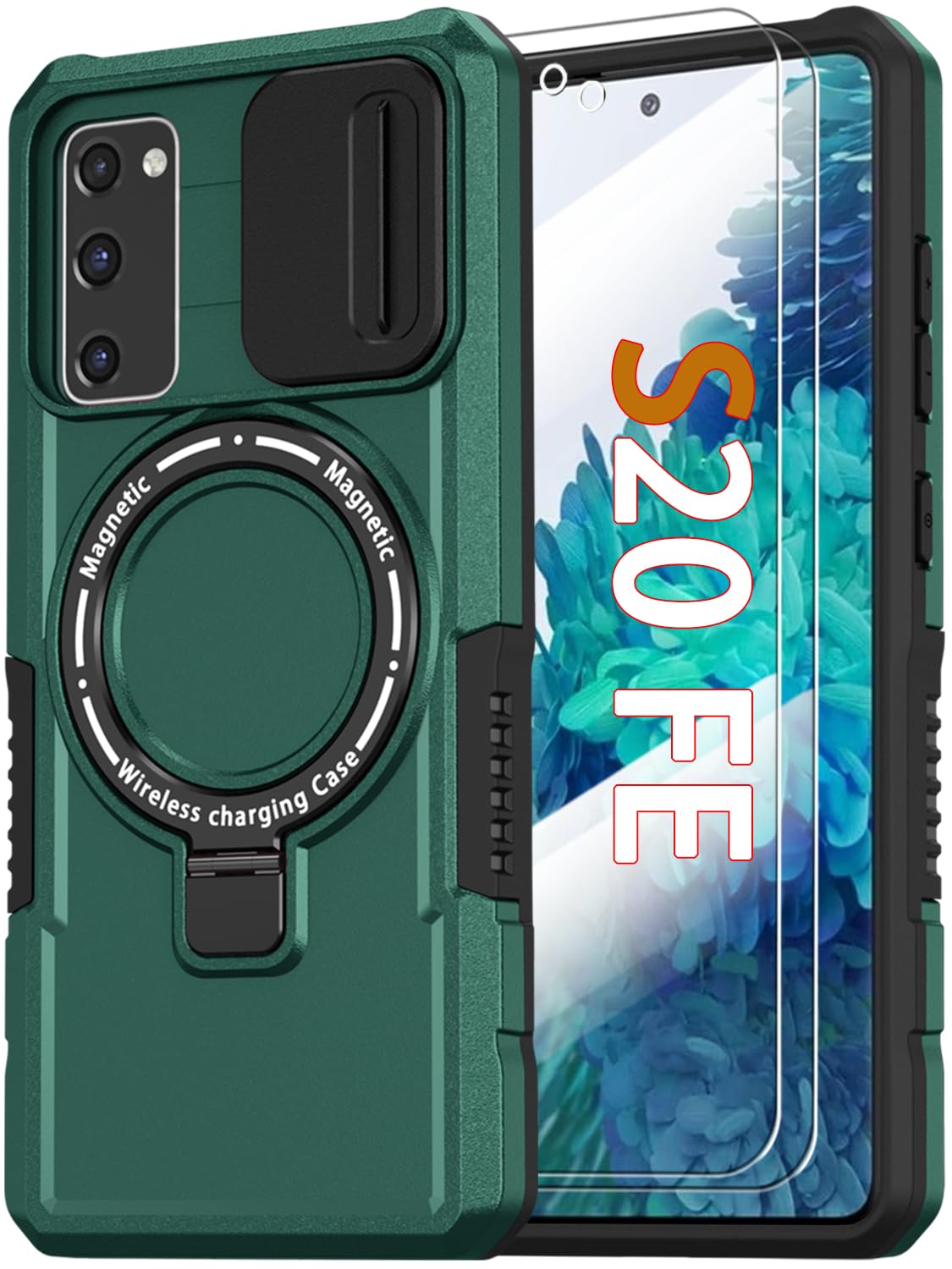 PC+TPU shockproof phone case for Samsung Galaxy S21 FE, includes 2 sc