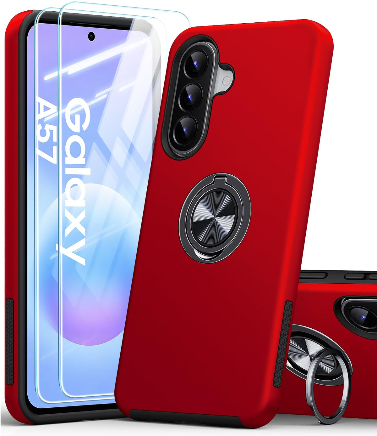 Shockproof phone case for Samsung Galaxy A56 5G, includes two screen protectors.