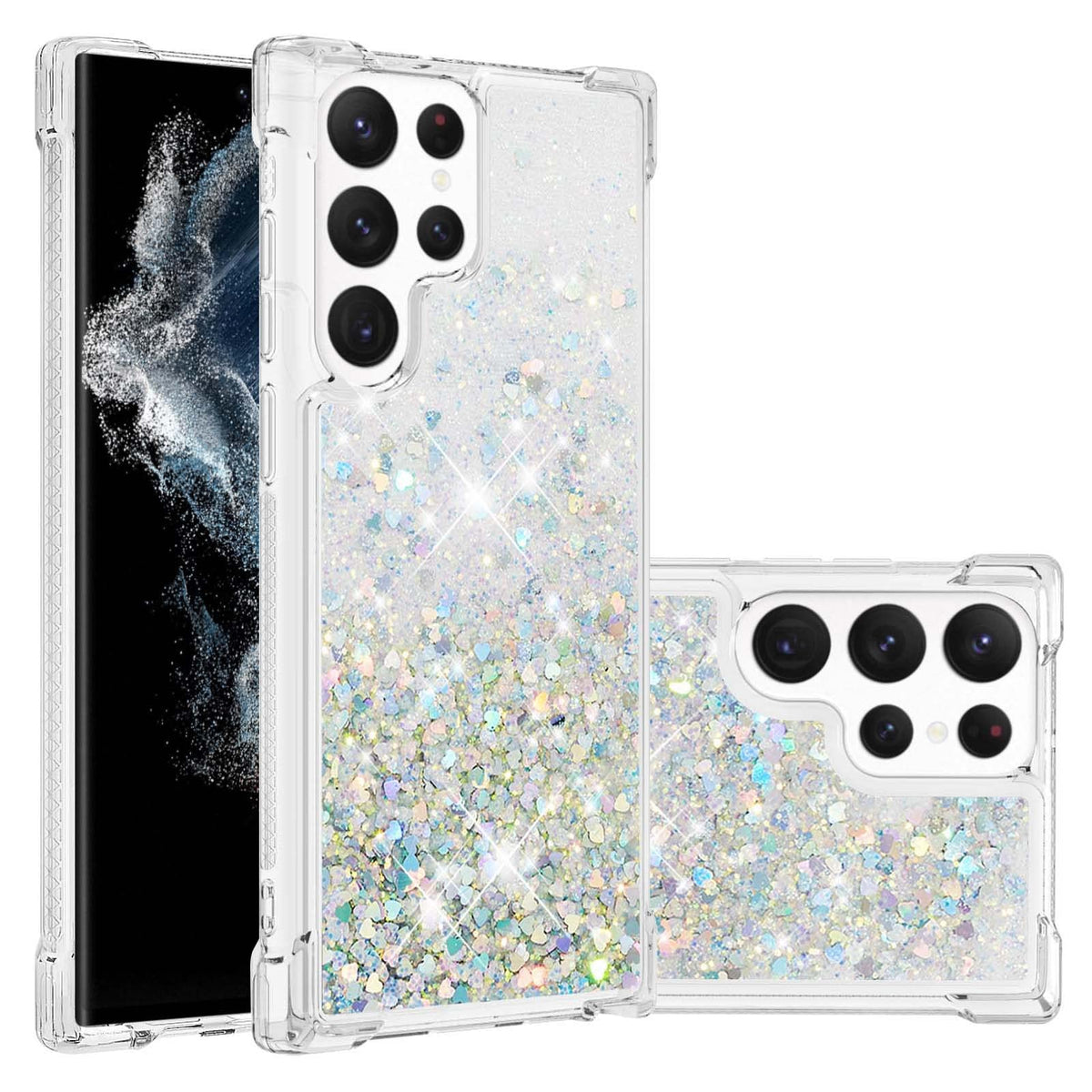 Glitter Transparent TPU Phone Case For Samsung Galaxy S23 Plus 