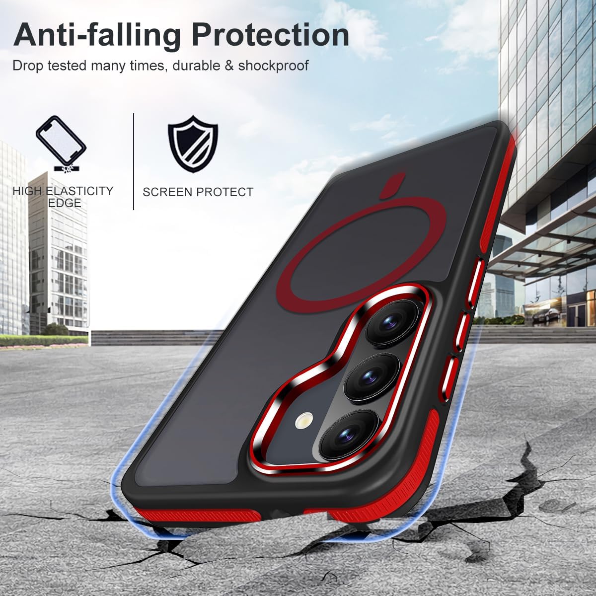 Anti-slip and shockproof phone case for Samsung Galaxy S23, compatible with MagSafe