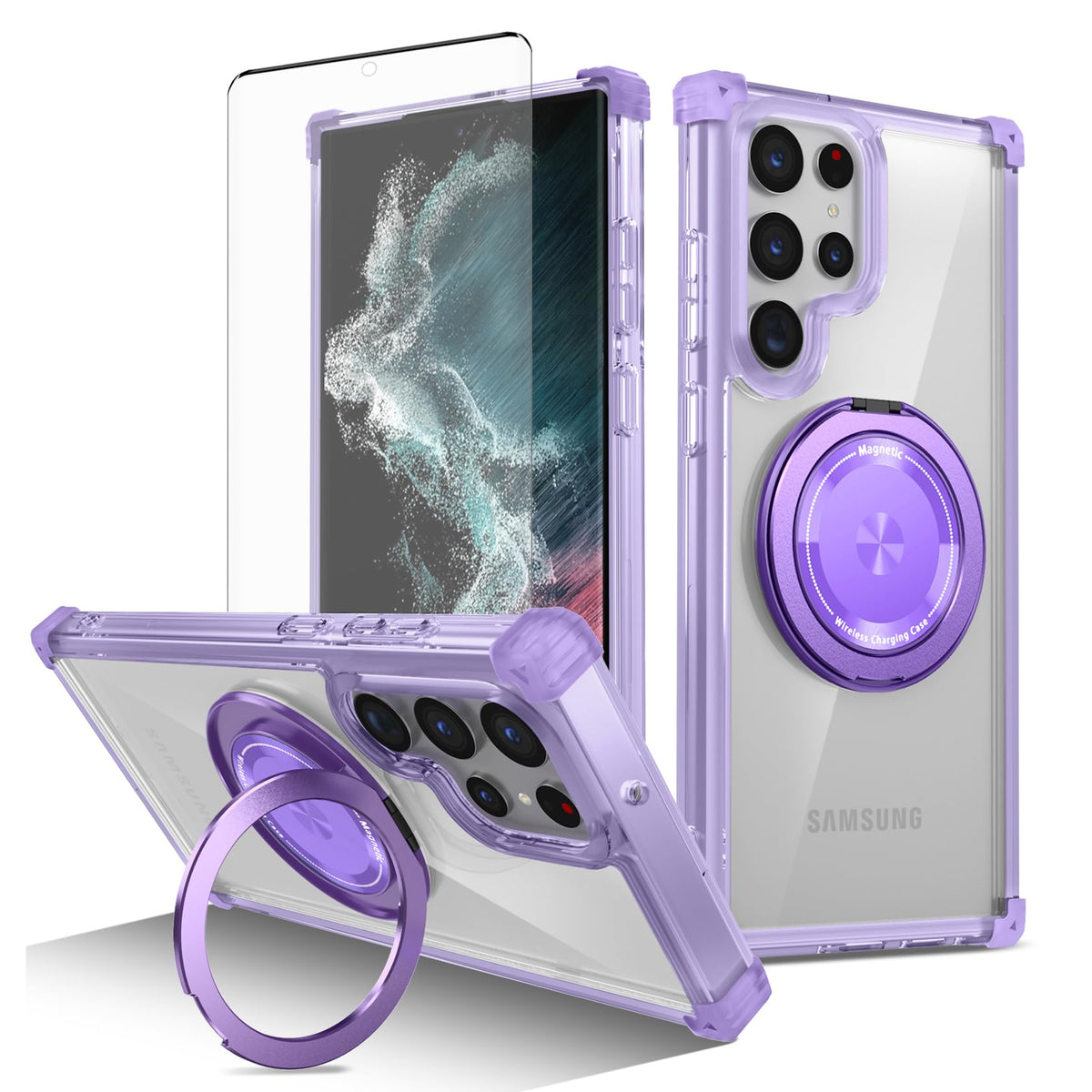 Silicone Kickstand phone case for Samsung Galaxy S22 Ultra 5G with sc