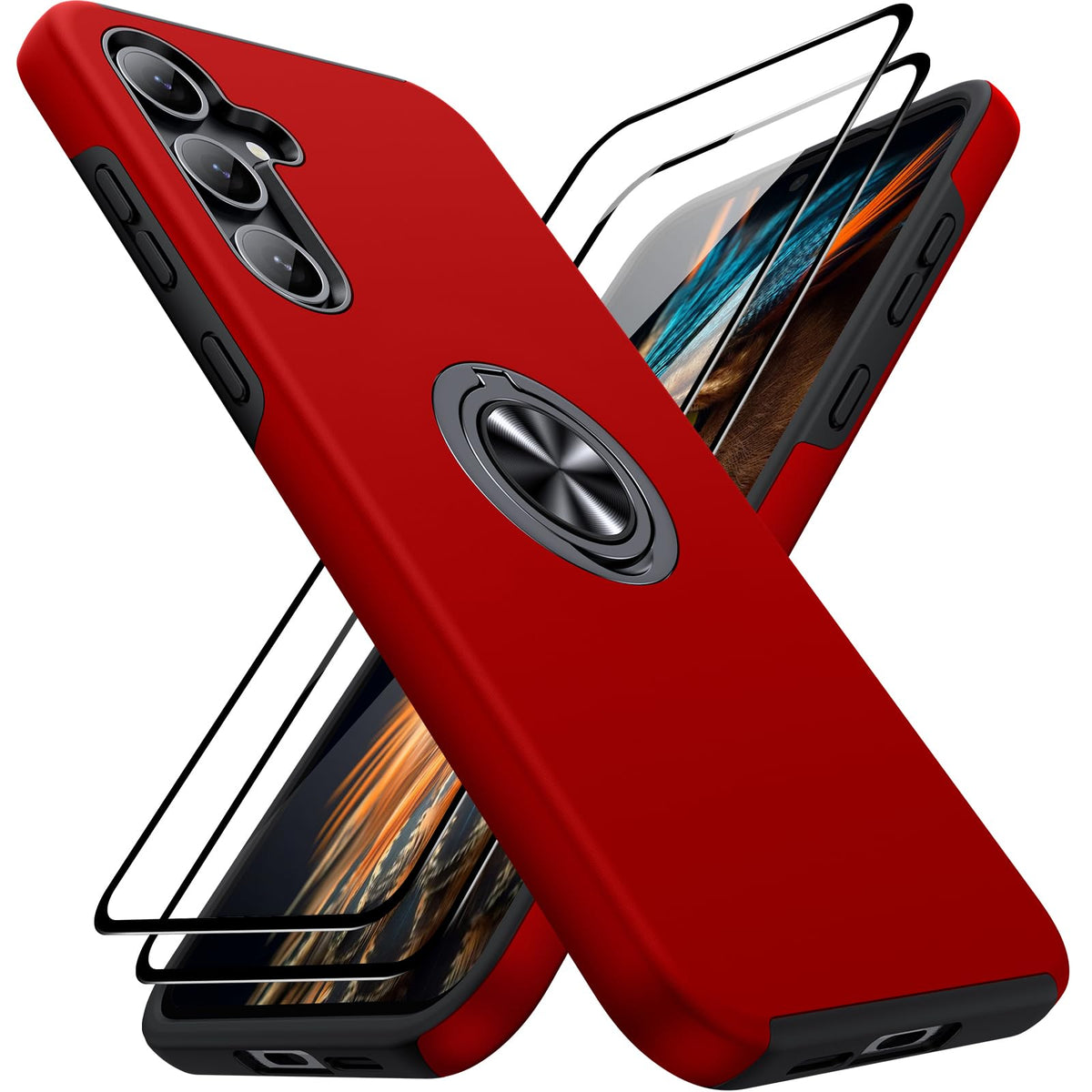 Shockproof phone case for Samsung Galaxy A56 5G, includes two screen protectors.