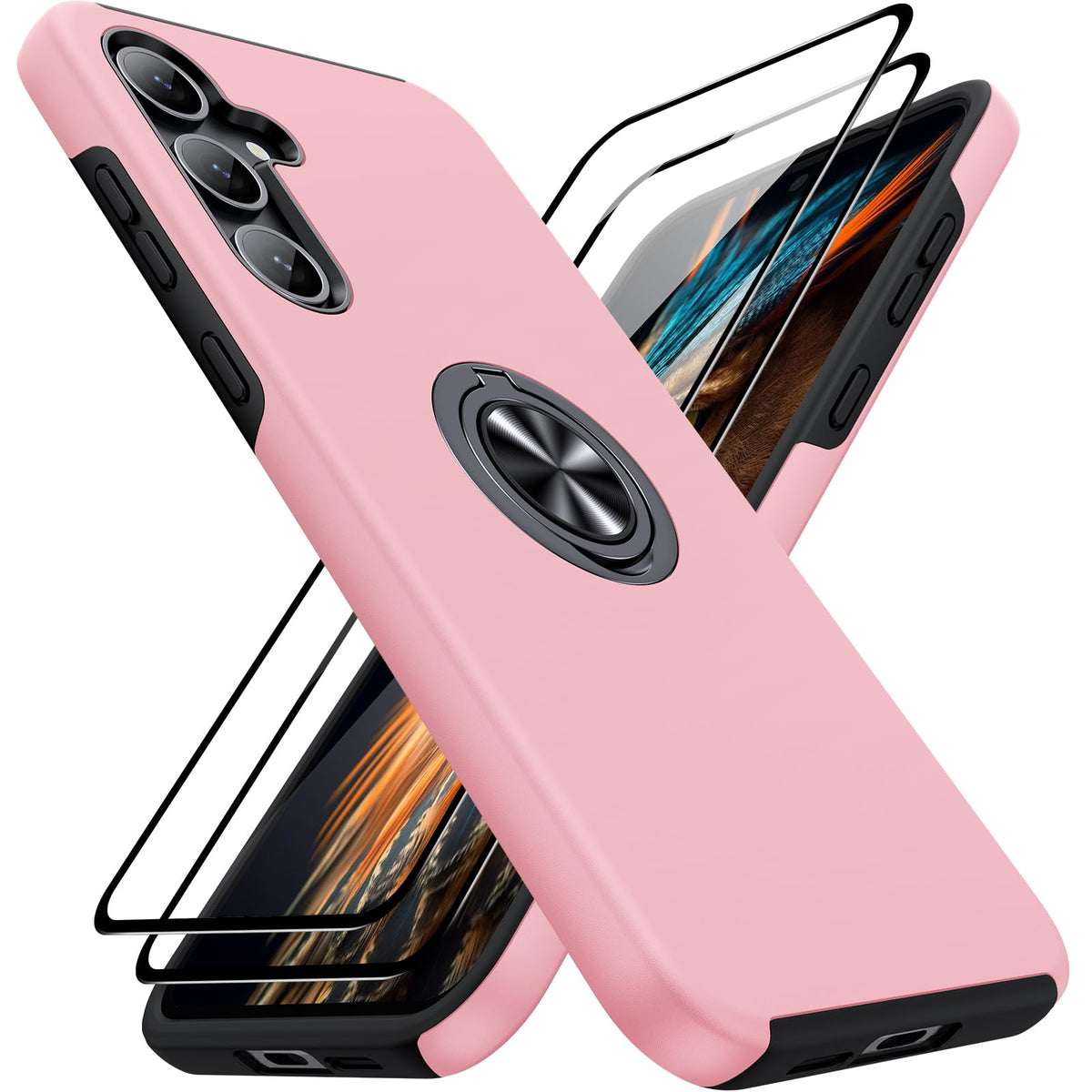 Shockproof phone case for Samsung Galaxy A56 5G, includes two screen protectors.