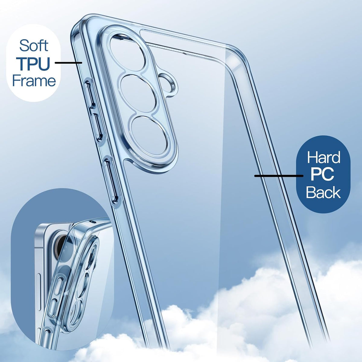 Anti-yellowing transparent TPU phone case for Samsung Galaxy S26 Plus