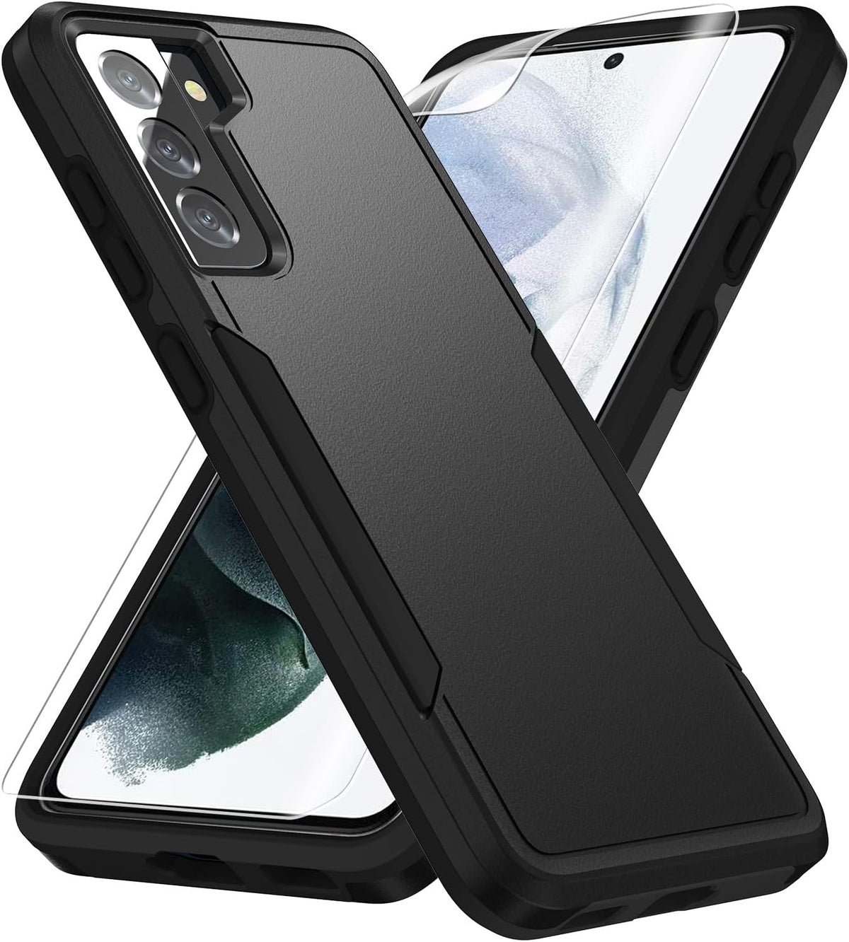 Military-grade shockproof phone case for Samsung Galaxy S21，Includes 1 tempered glass screen protector