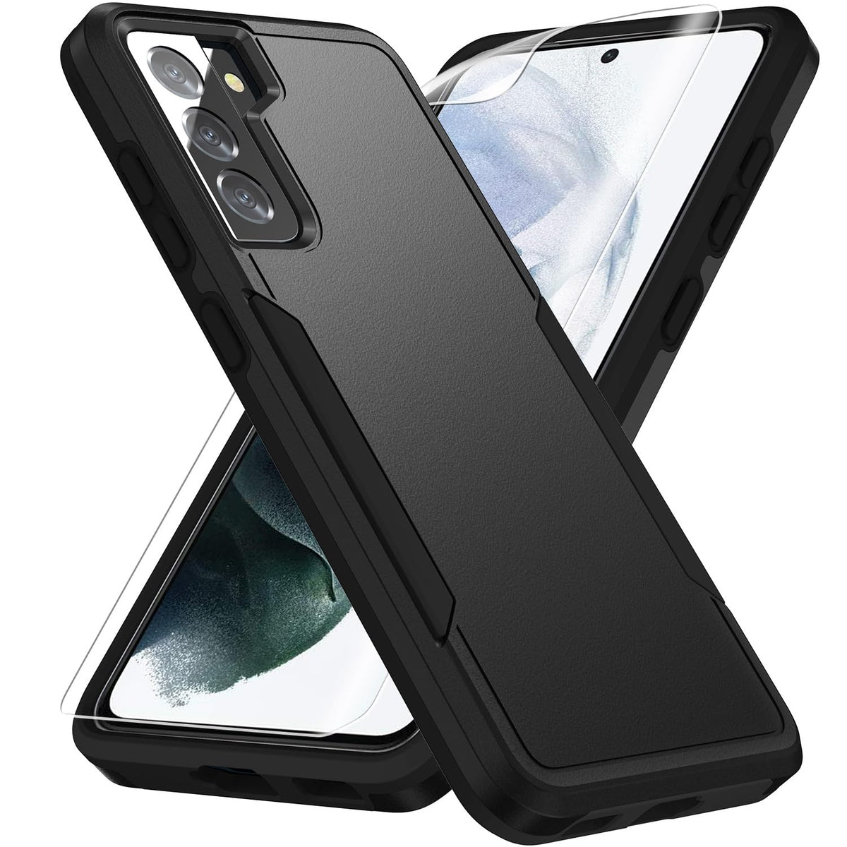 Military-grade shockproof phone case for Samsung Galaxy S21，Includes 1 tempered glass screen protector