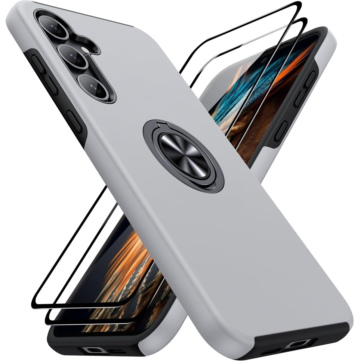 Shockproof phone case for Samsung Galaxy A56 5G, includes two screen protectors.