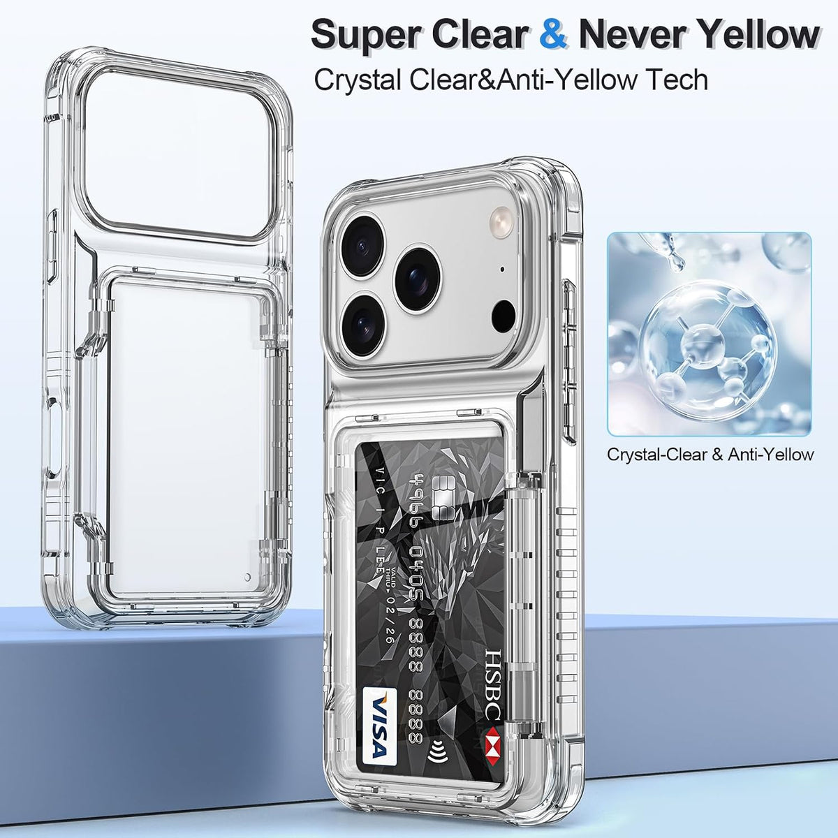 Shockproof hard PC case for iPhone 17 Pro with card slot