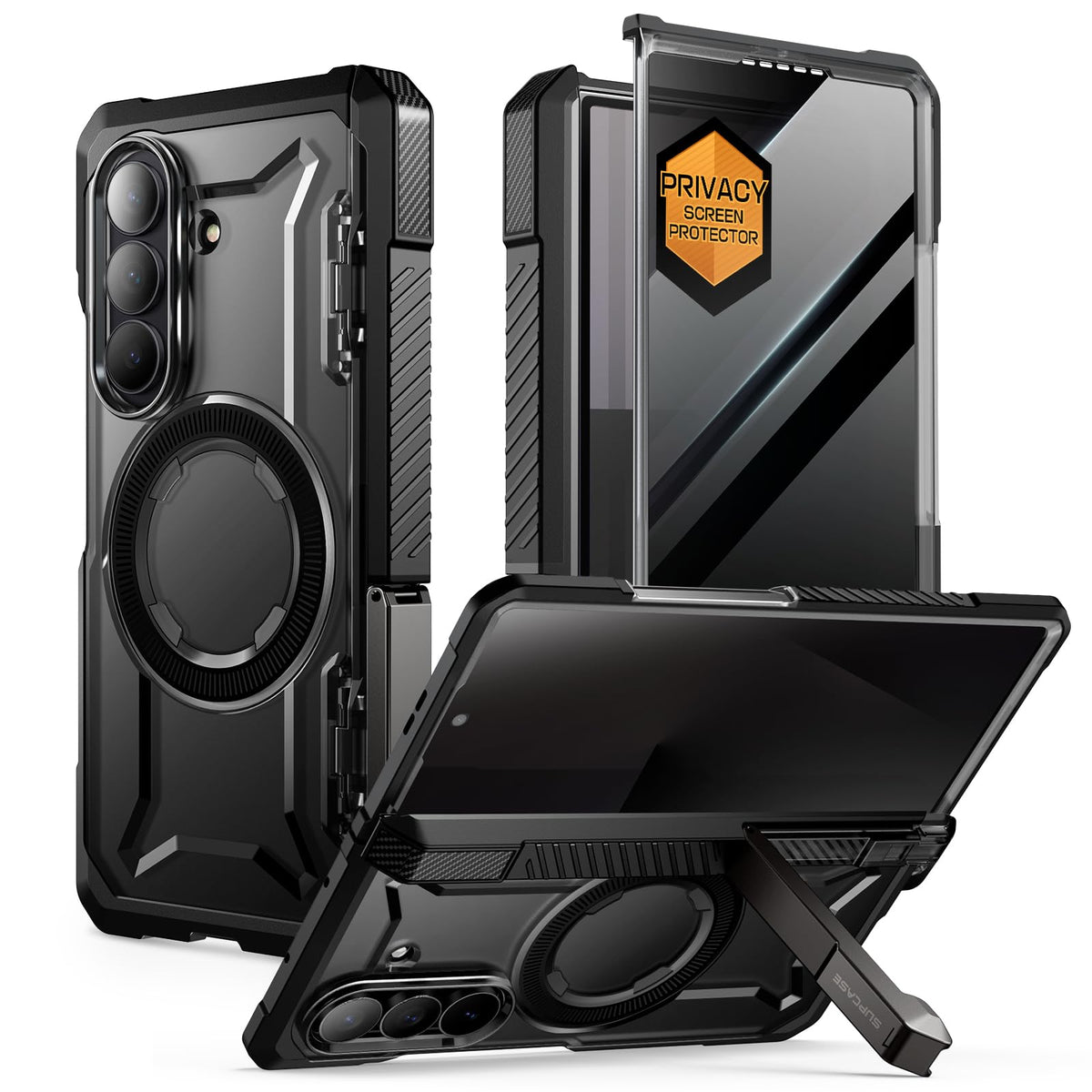 Compatible with Samsung Galaxy Z Fold 7, [MagnSafe compatible] [Built-in tempered glass screen protector] [Hinge protection] Military-grade drop-proof phone case