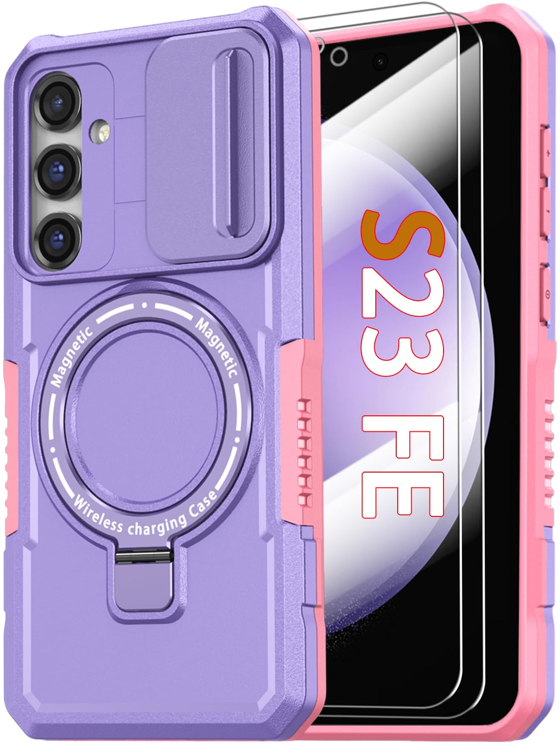 PC+TPU shockproof phone case for Samsung Galaxy S21 FE, includes 2 sc
