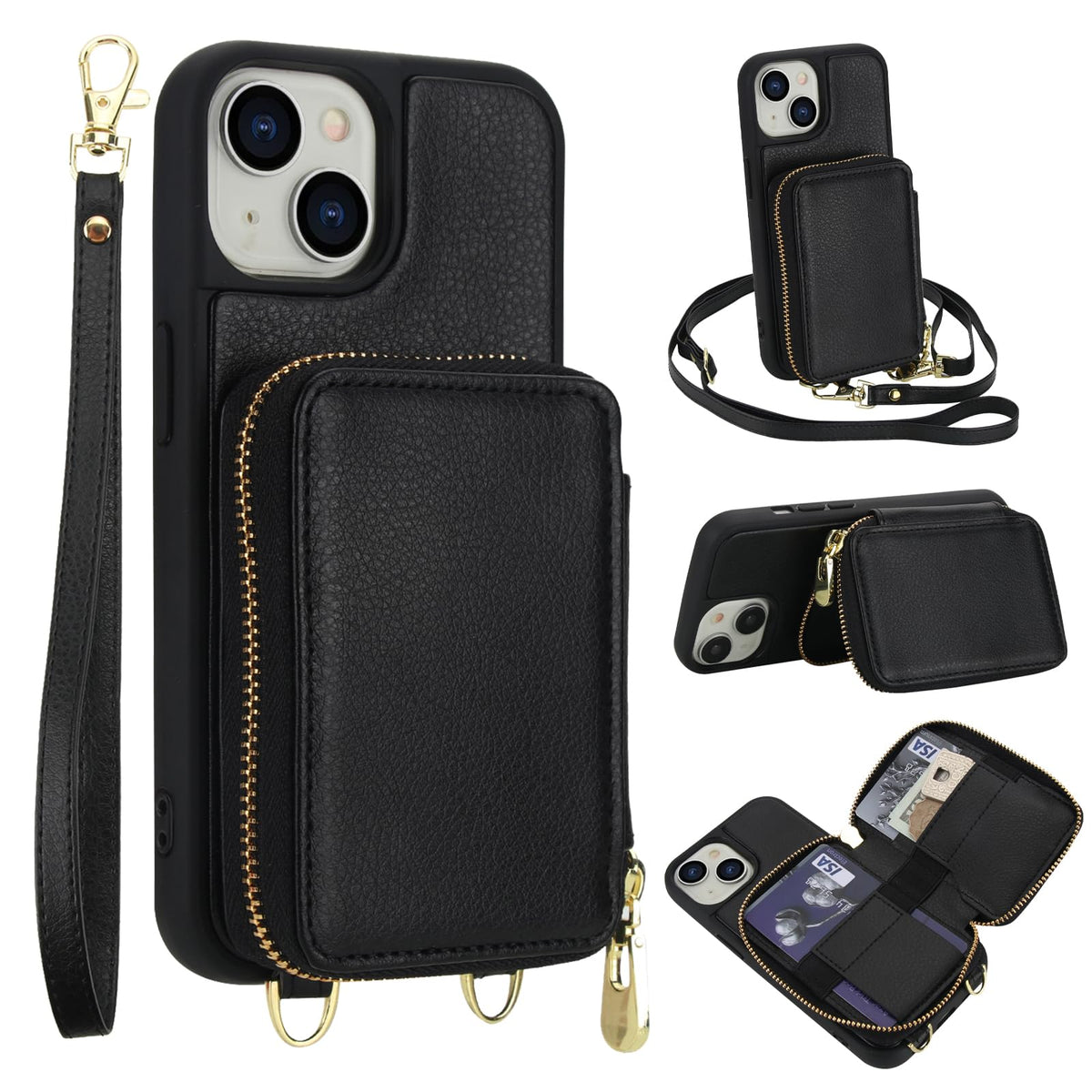 PU+TPU Leather Wallet Case With Screen Protector for iPhone 17 Pro Max