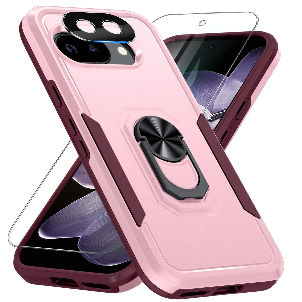 TPU phone case for Google Pixel 10/10 Pro with built-in metal ring holder
