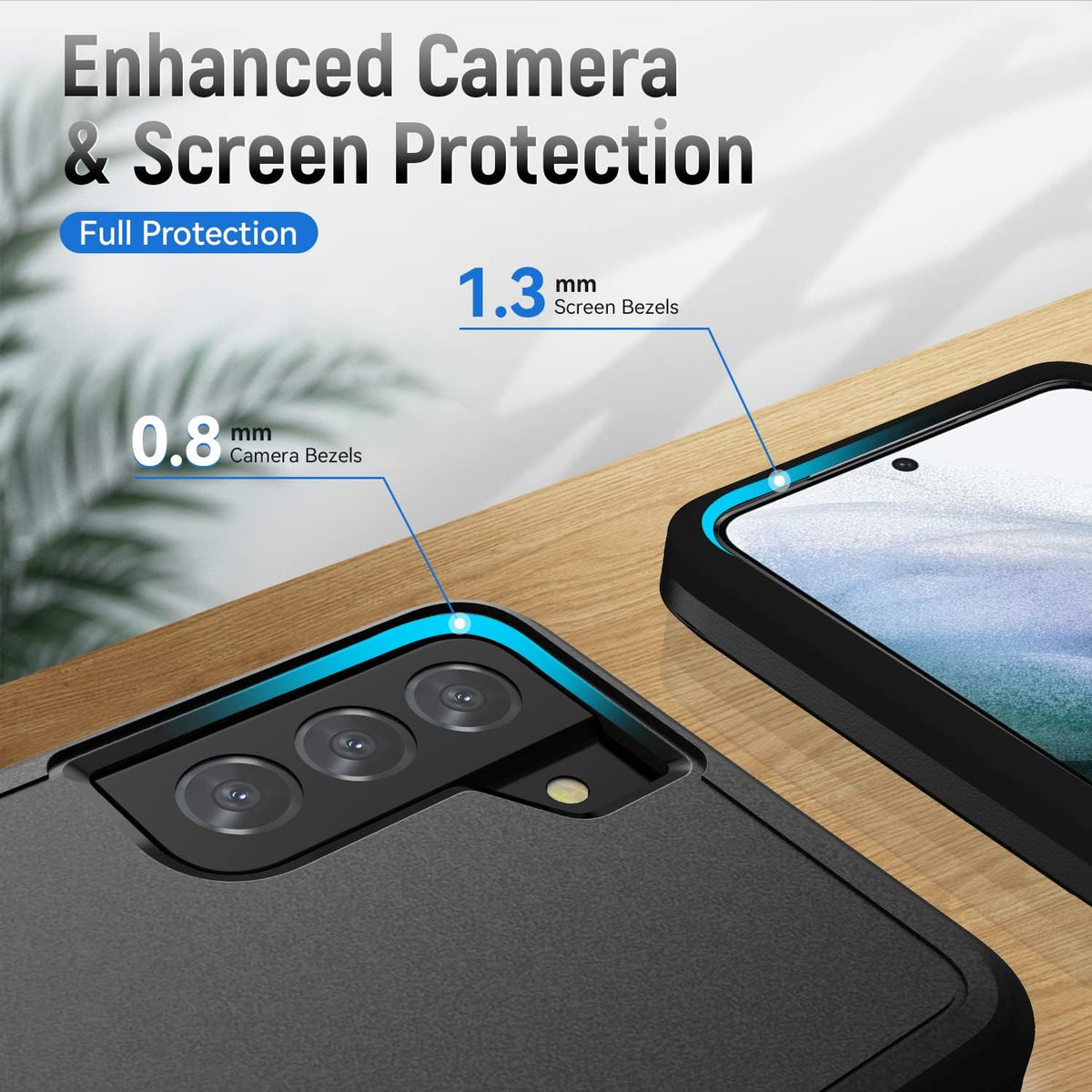 Military-grade shockproof phone case for Samsung Galaxy S21，Includes 1 tempered glass screen protector
