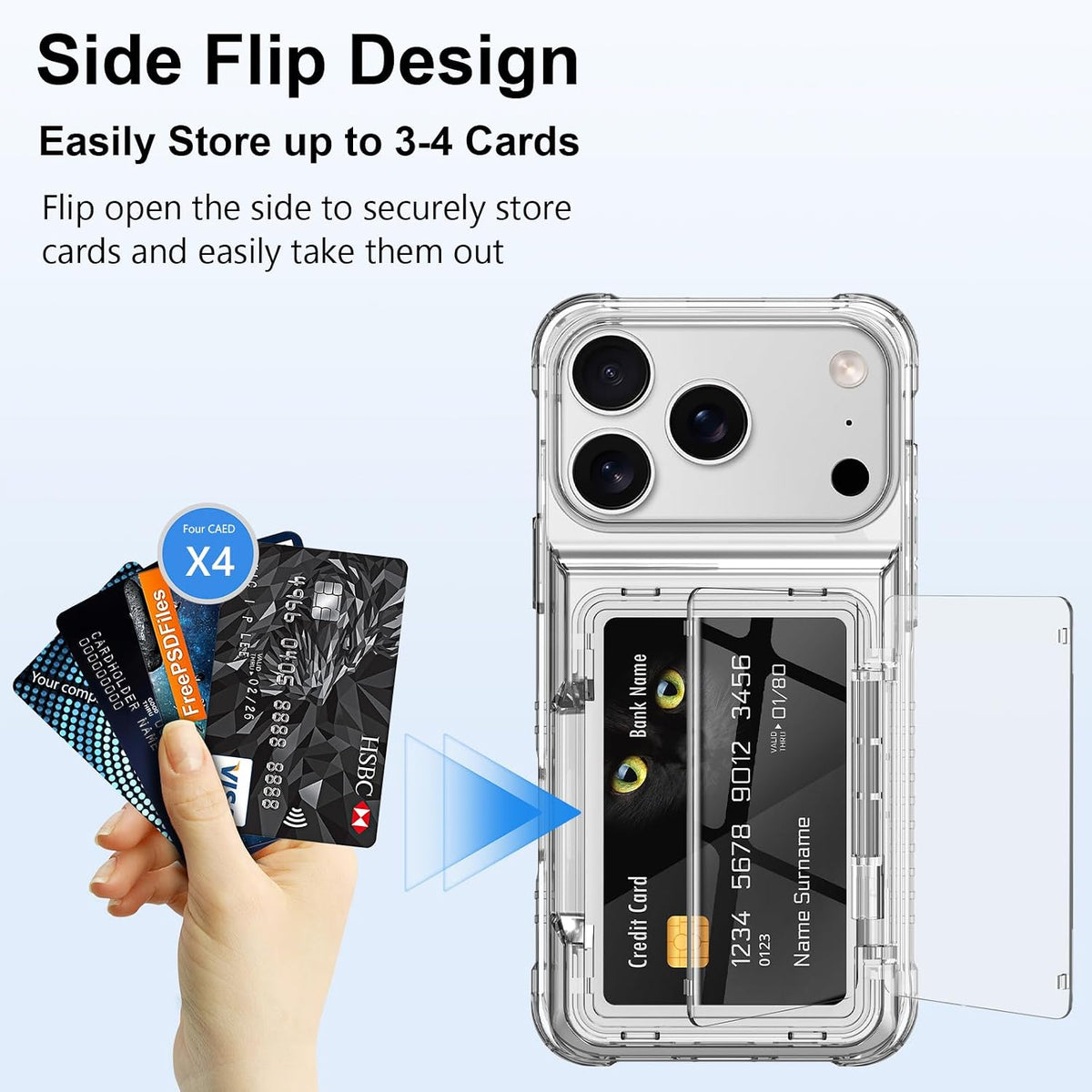 Shockproof hard PC case for iPhone 17 Pro with card slot