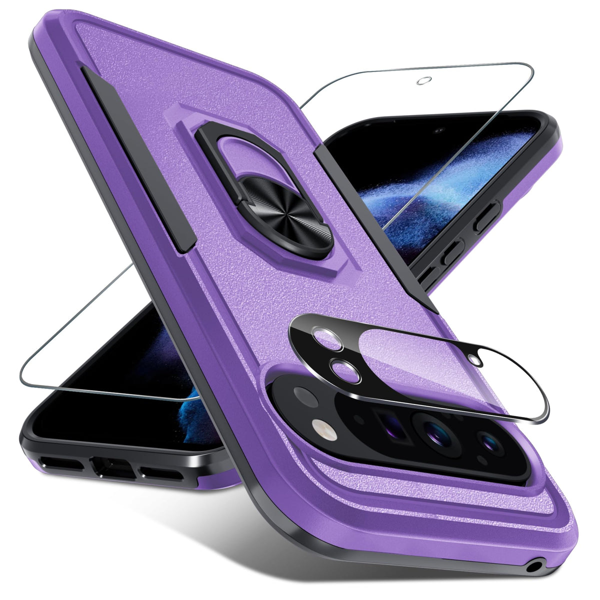 TPU phone case for Google Pixel 10/10 Pro with built-in metal ring holder