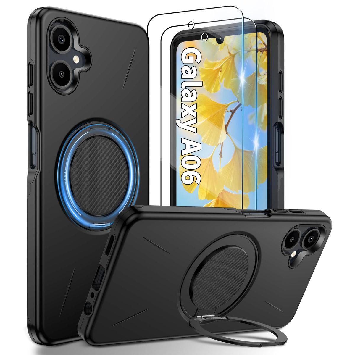 Shockproof phone case for Samsung A16: 2 HD screen protectors