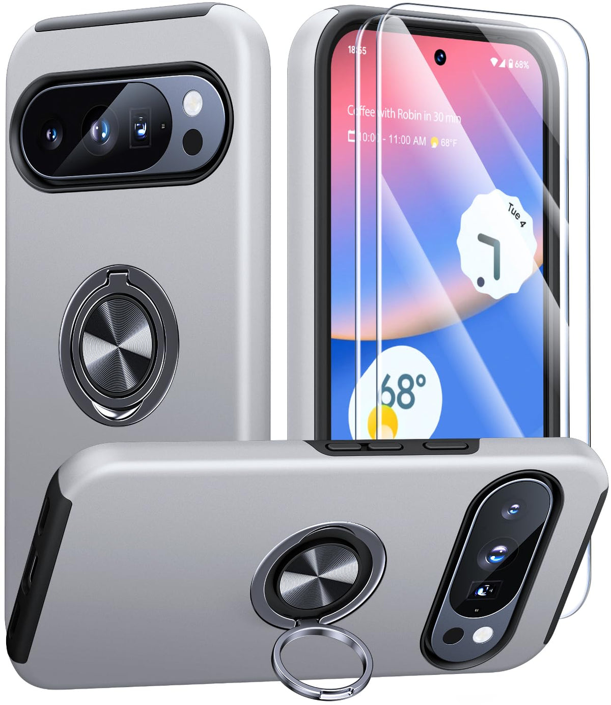 Shockproof phone case for Samsung Galaxy A56 5G, includes two screen protectors.