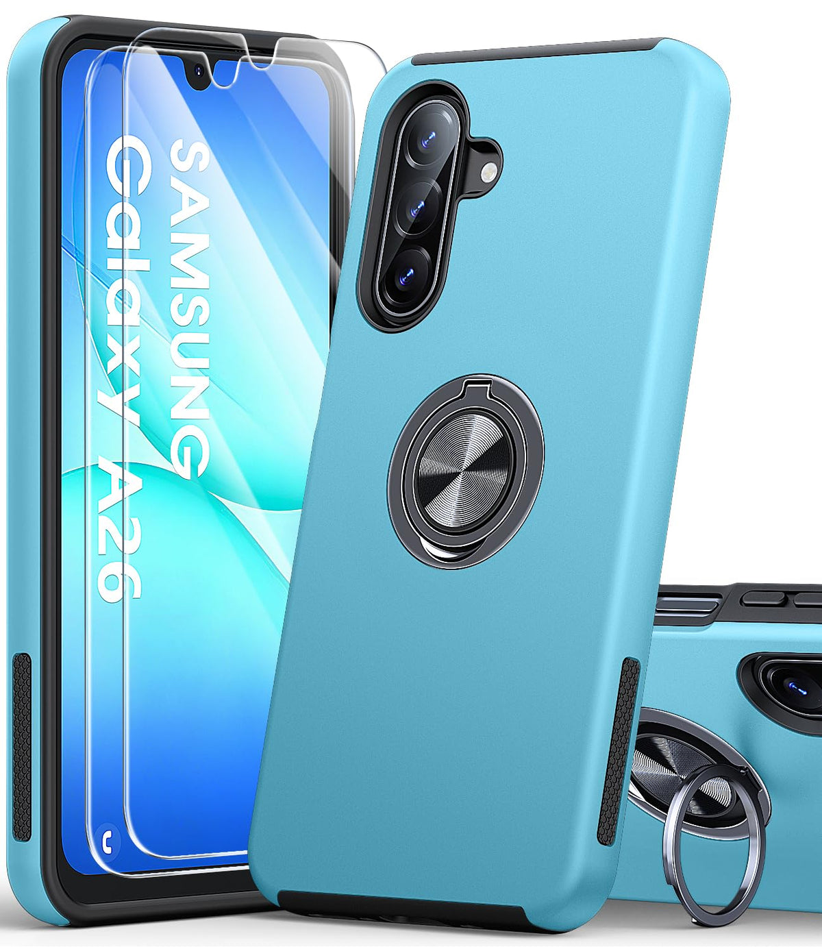 Shockproof phone case for Samsung Galaxy A56 5G, includes two screen protectors.