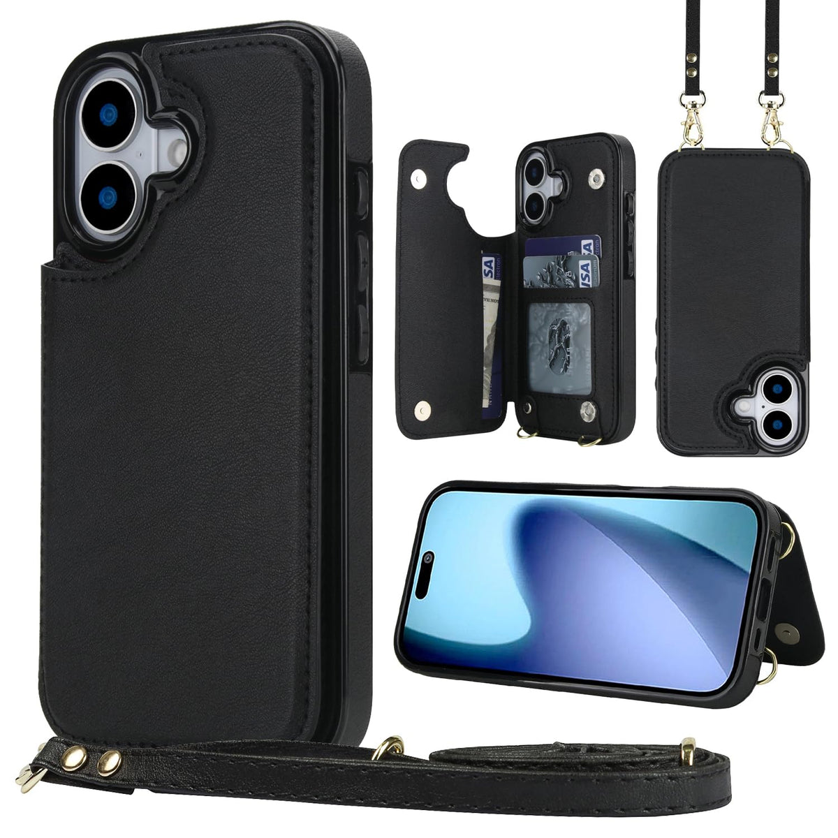 Wallet PU Leather Phone Case for iPhone 17 Pro RFID Blocking 