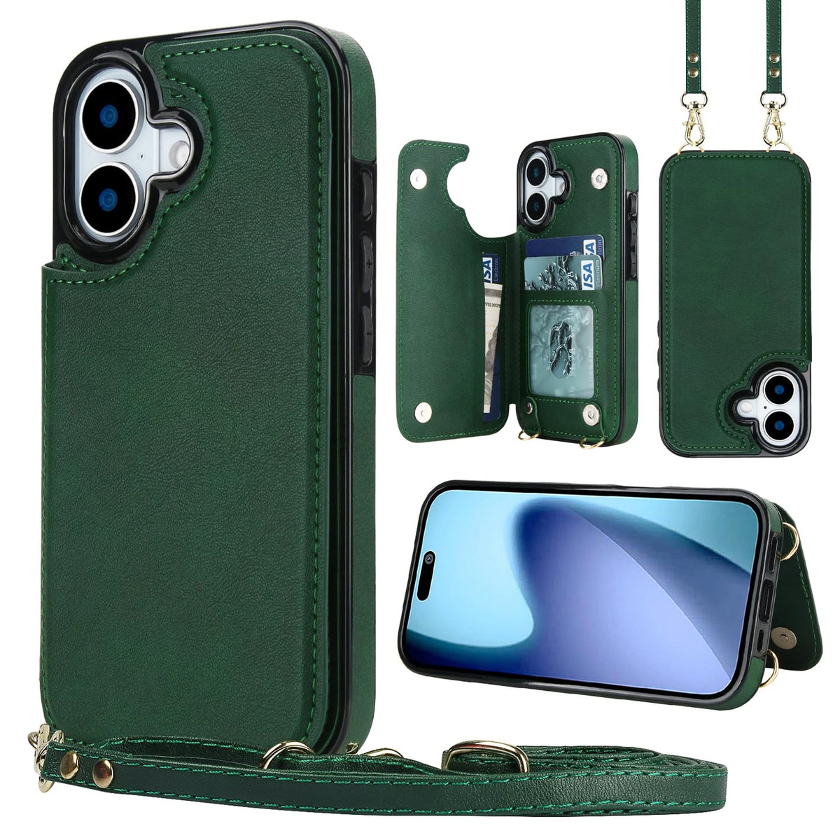Wallet PU Leather Phone Case for iPhone 17 Pro RFID Blocking 