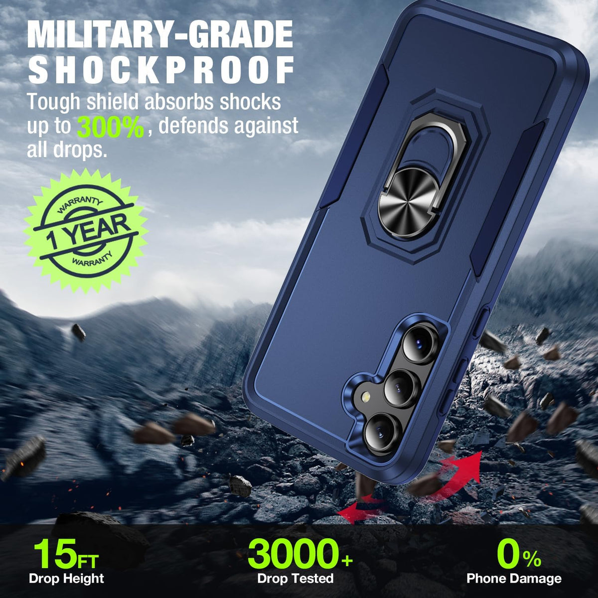 Shockproof phone case for Samsung Galaxy A37 5G with 2 tempered glass screen protectors