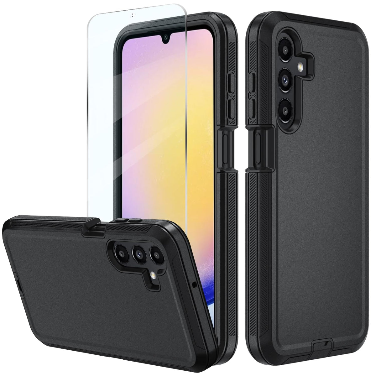 Shock-proof protective case for Samsung Galaxy A17 5G with tempered glass screen protector.