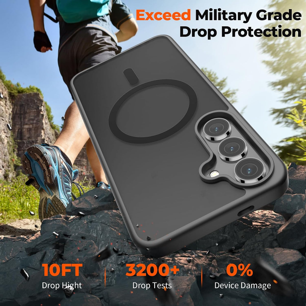Transparent shockproof magnetic phone case for Samsung Galaxy S25 Ultra with screen protector