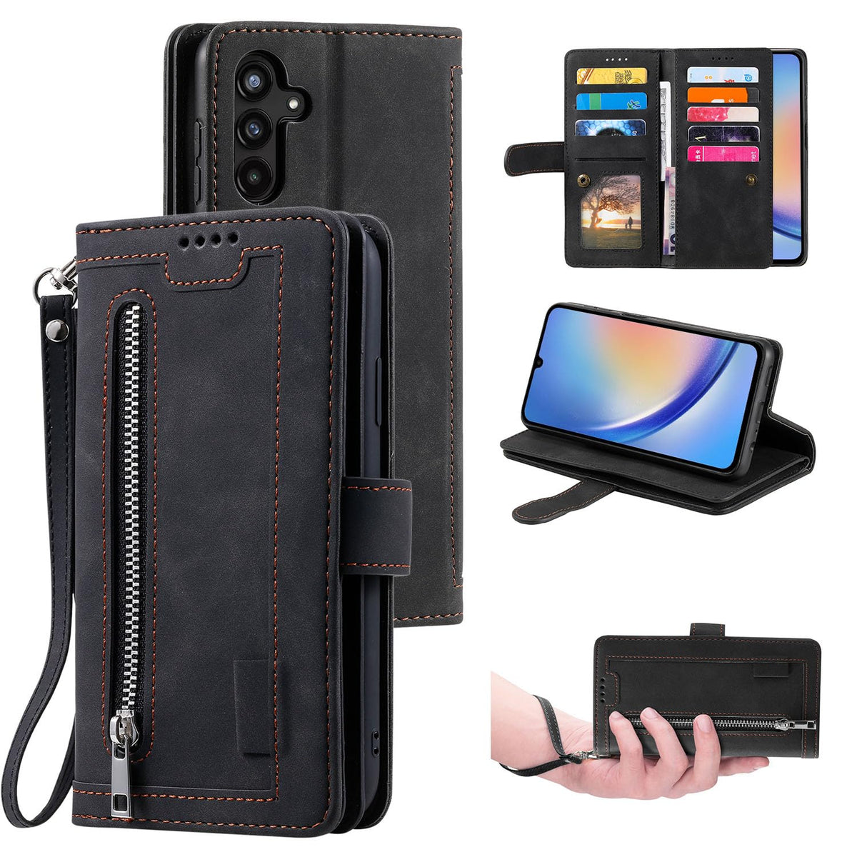 Wallet-style leather phone case for Samsung Galaxy S26 Ultra, retro style