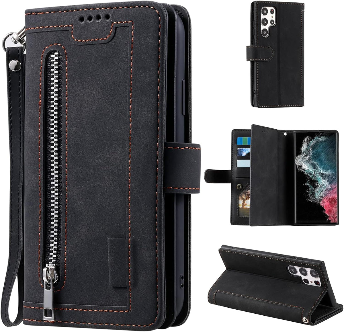 Wallet-style leather phone case for Samsung Galaxy S26 Ultra, retro style