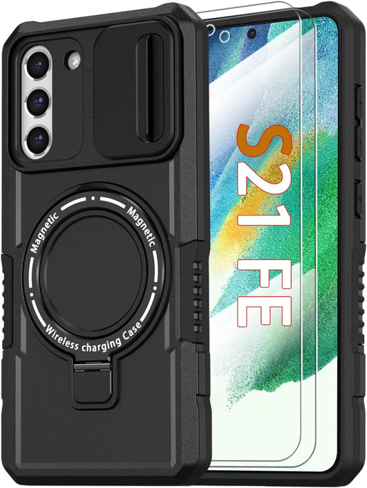 PC+TPU shockproof phone case for Samsung Galaxy S21 FE, includes 2 sc