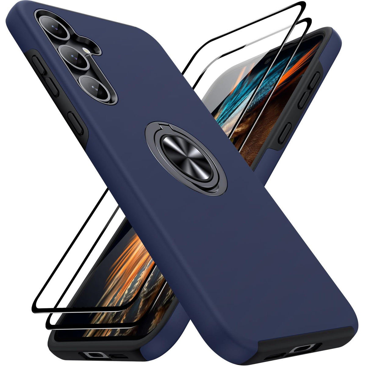 Shockproof phone case for Samsung Galaxy A56 5G, includes two screen protectors.