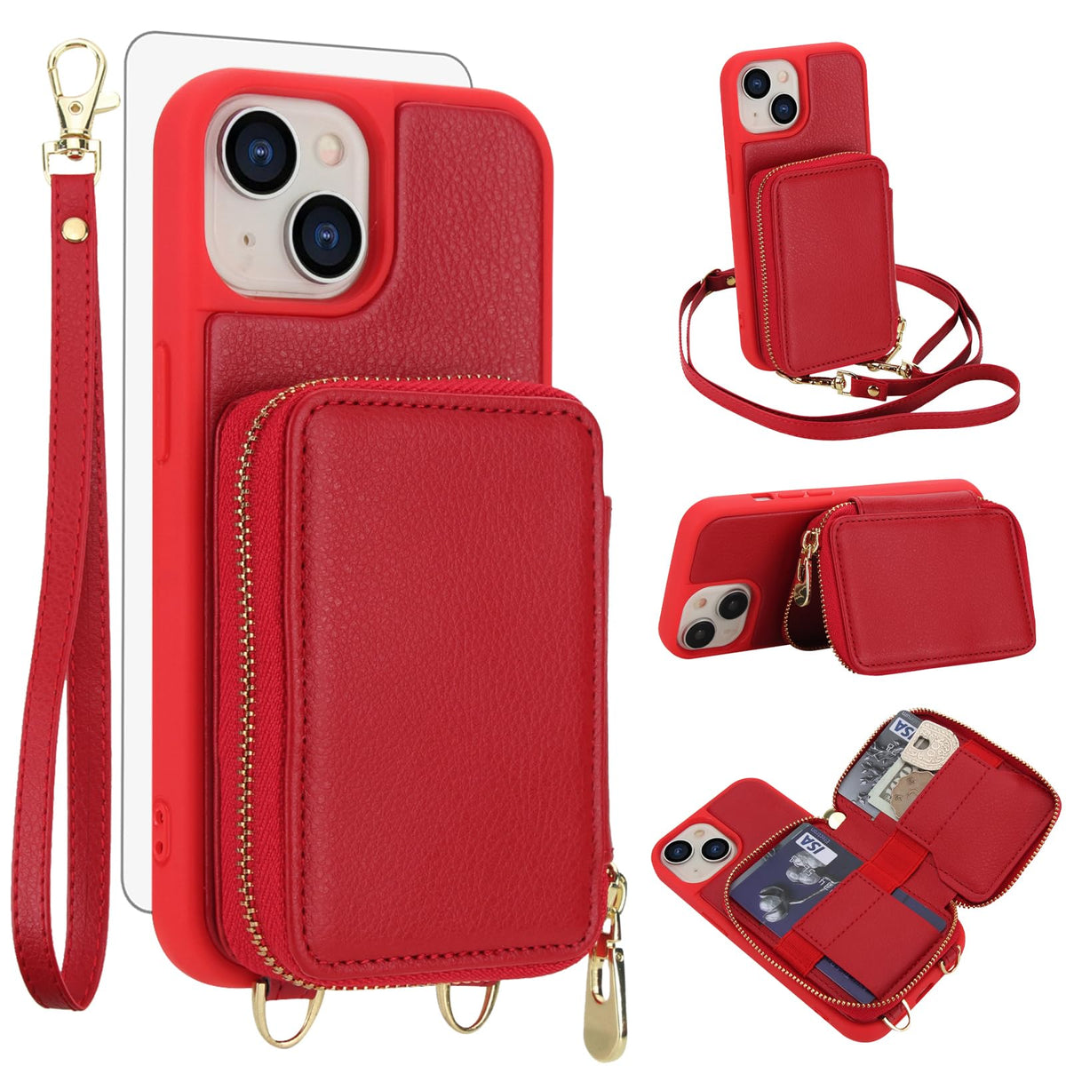 PU+TPU Leather Wallet Case With Screen Protector for iPhone 17 Pro Max