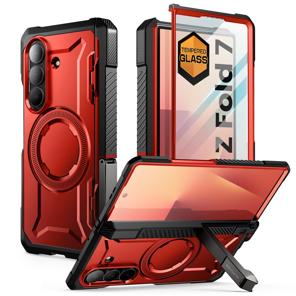 Compatible with Samsung Galaxy Z Fold 7, [MagnSafe compatible] [Built-in tempered glass screen protector] [Hinge protection] Military-grade drop-proof phone case