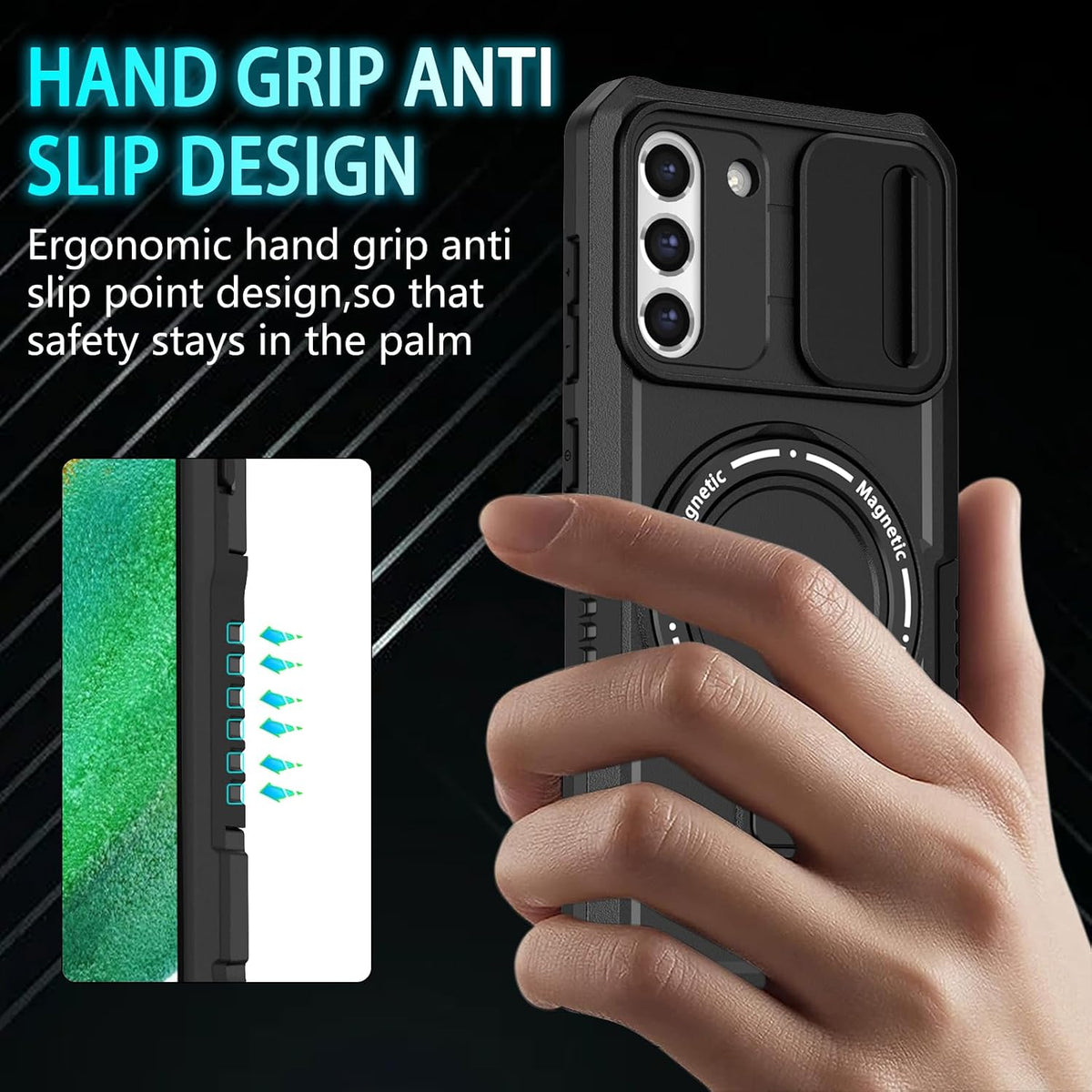 PC+TPU shockproof phone case for Samsung Galaxy S21 FE, includes 2 sc