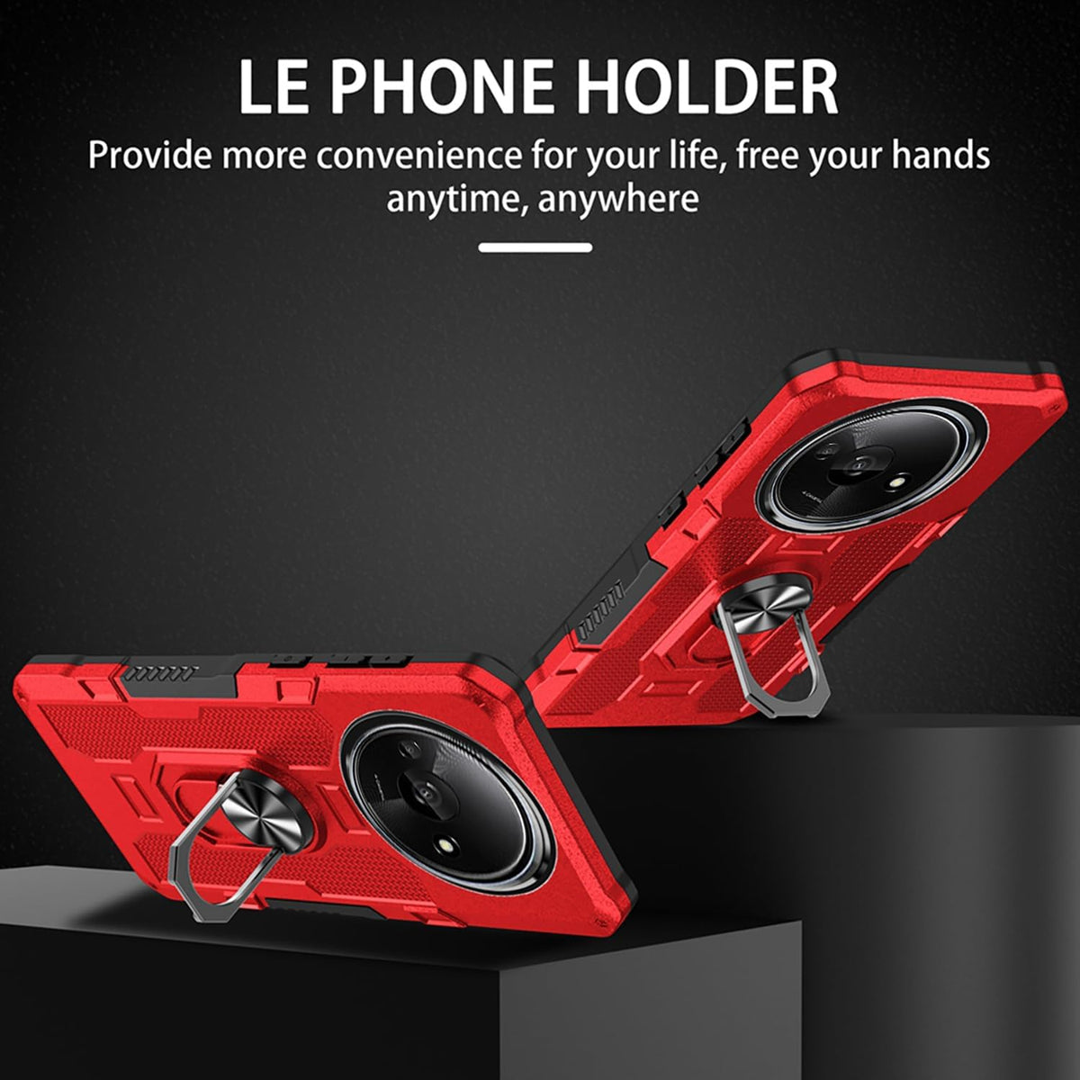 Shockproof phone case for Xiaomi Redmi A3, includes 1 tempered glass screen protector.