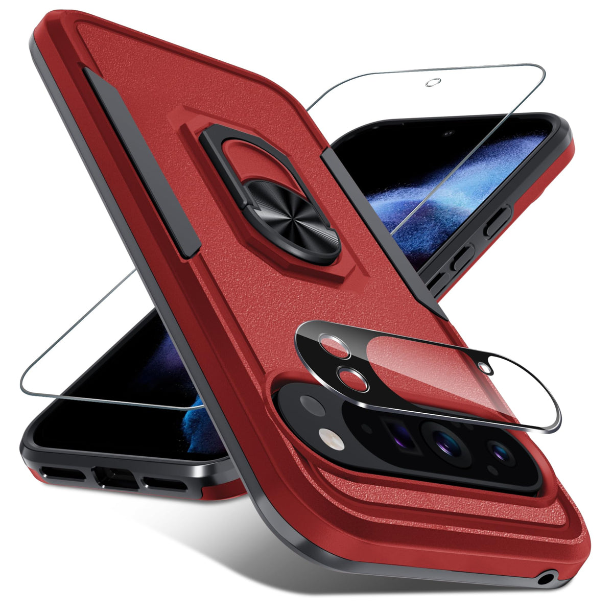 TPU phone case for Google Pixel 10/10 Pro with built-in metal ring holder