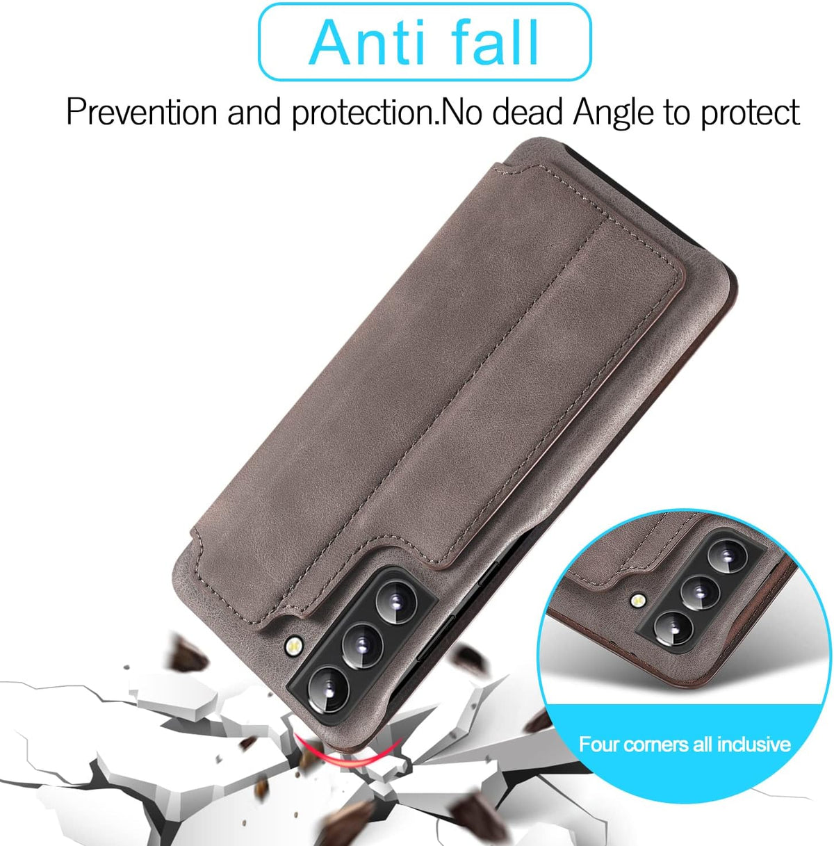 PU+PC leather shockproof phone case for Samsung  Galaxy S22 Plus stand