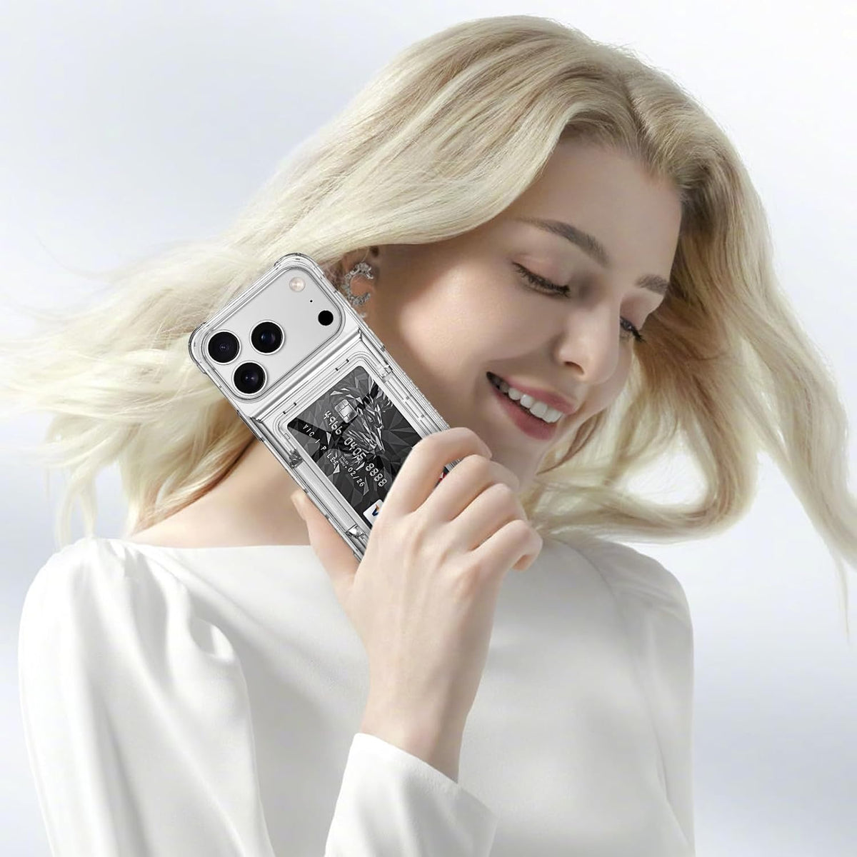 Shockproof hard PC case for iPhone 17 Pro with card slot
