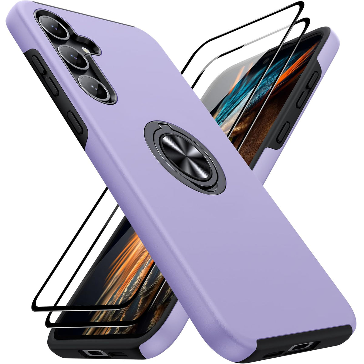 Shockproof phone case for Samsung Galaxy A56 5G, includes two screen protectors.