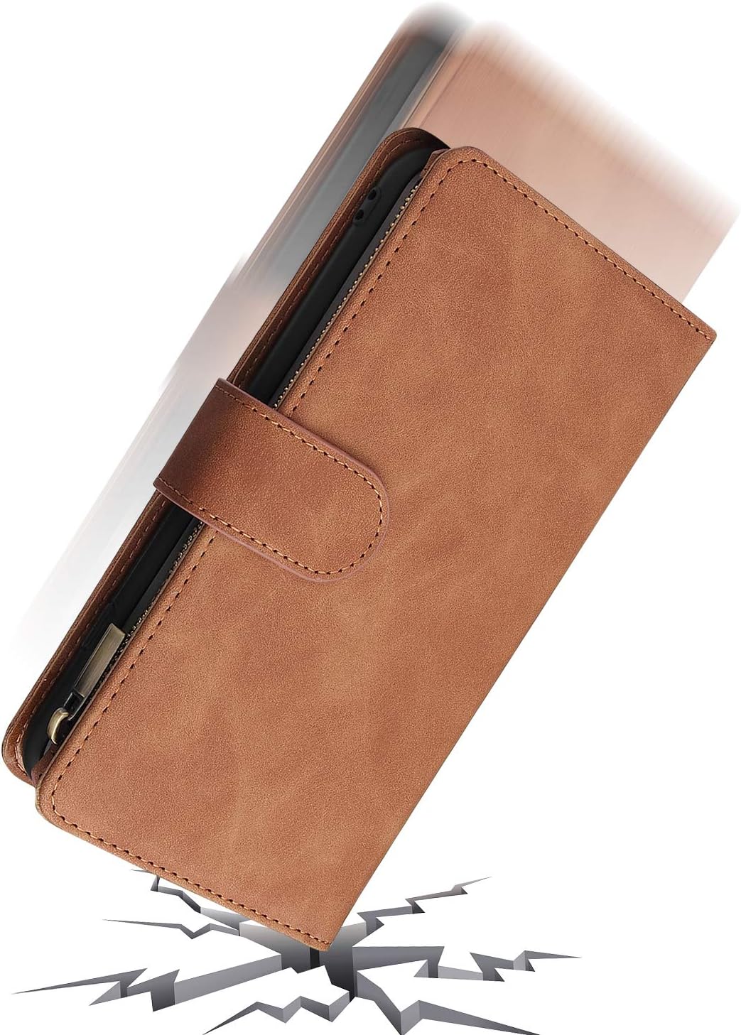 Leather wallet-style phone case with tempered glass screen protector for Xiaomi Redmi A1