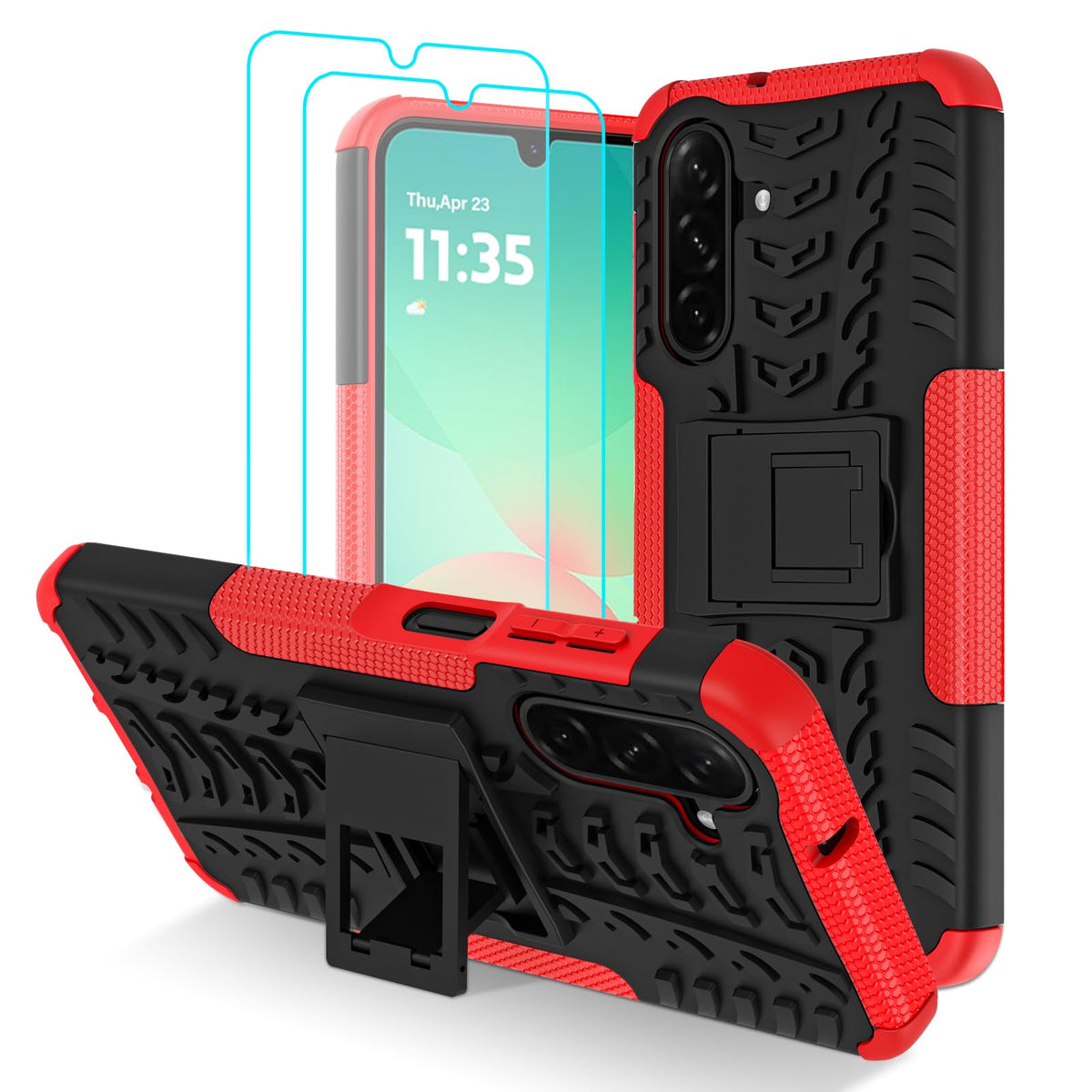 Shockproof phone case for Samsung Galaxy A17 5G/A26 5G, includes 2 screen protectors.