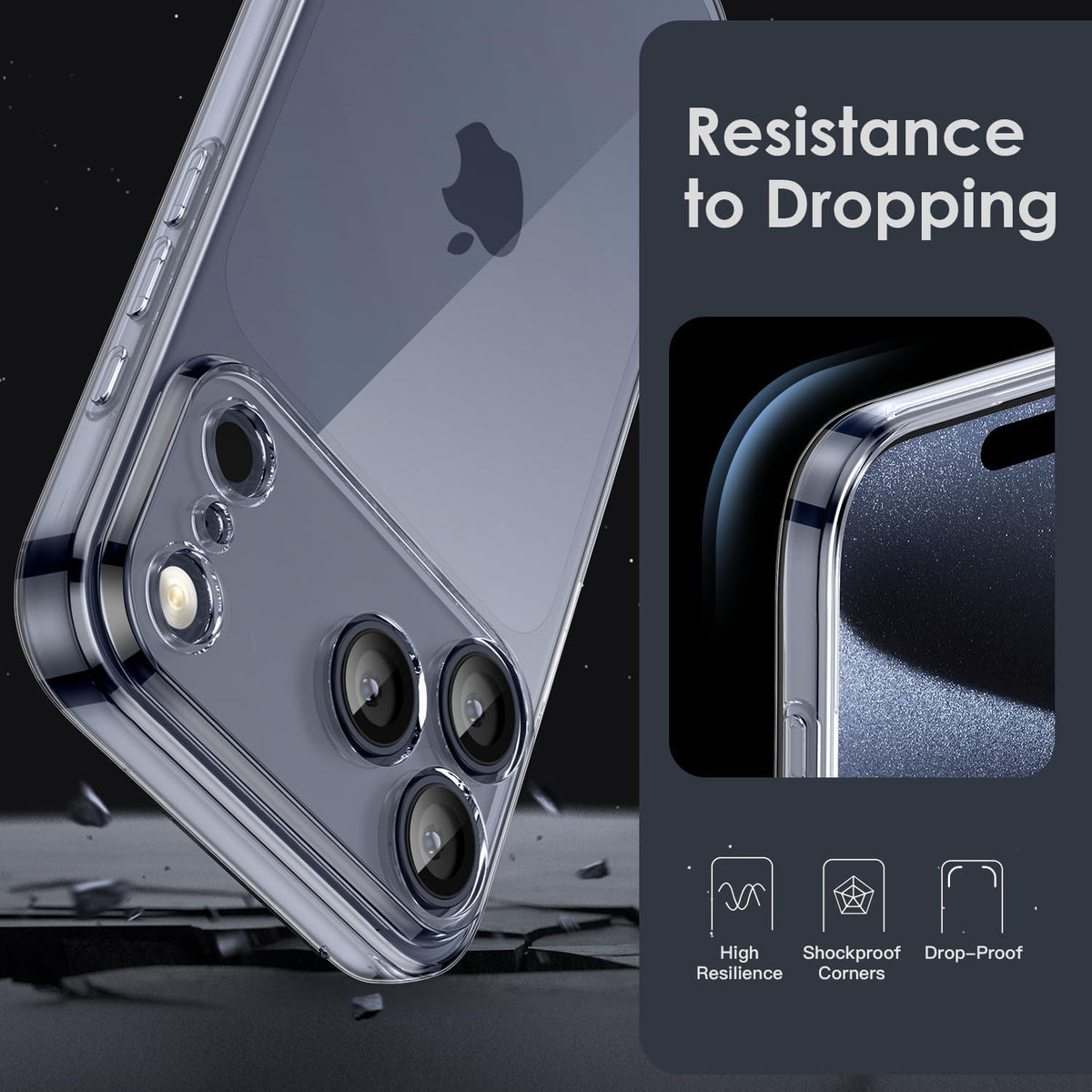 Shockproof anti-yellowing, transparent TPU phone case for iPhone 17 Pro Max