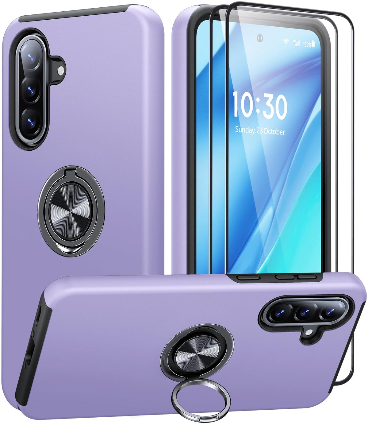 Shockproof phone case for Samsung Galaxy A56 5G, includes two screen protectors.