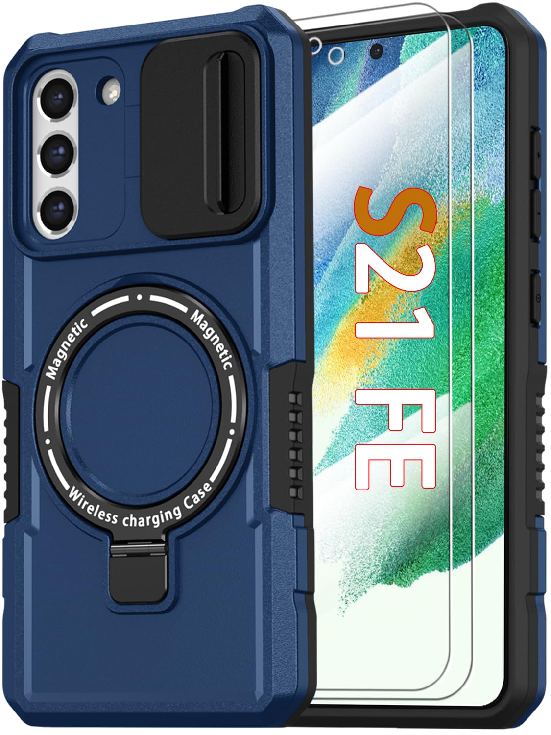 PC+TPU shockproof phone case for Samsung Galaxy S21 FE, includes 2 sc