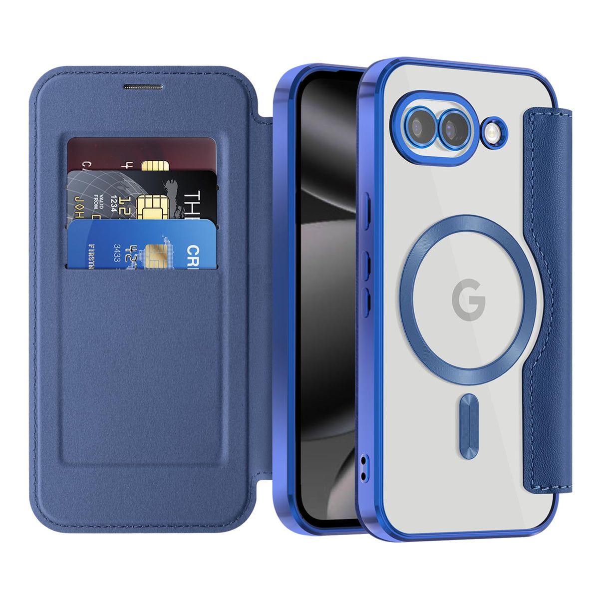 Flip wallet-style PU leather phone case for Google Pixel 10, MagSafe compatible.