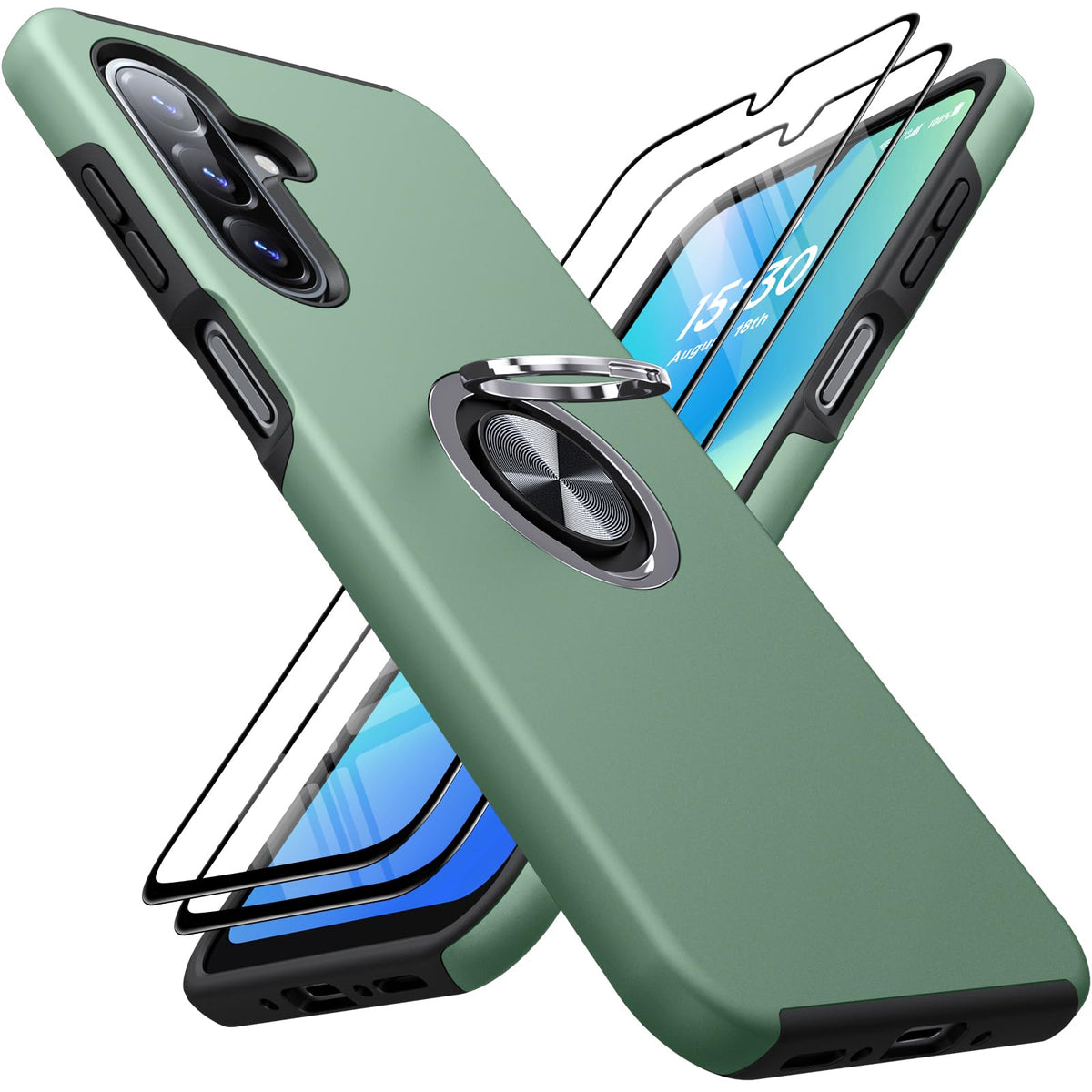 Shockproof phone case for Samsung Galaxy A56 5G, includes two screen protectors.