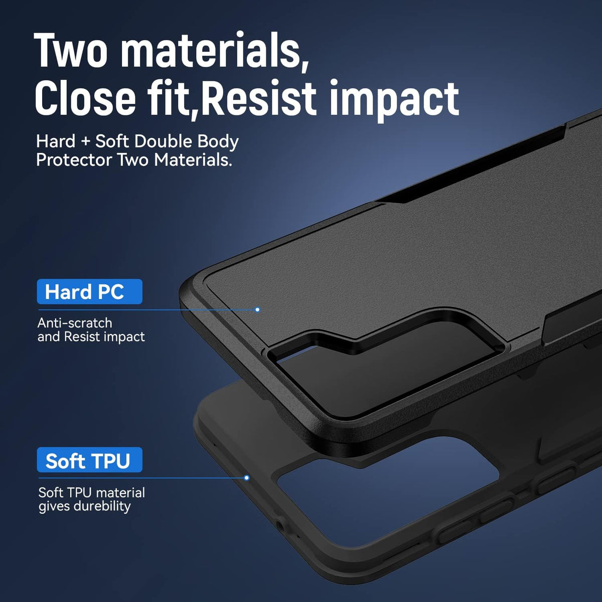 Military-grade shockproof phone case for Samsung Galaxy S21，Includes 1 tempered glass screen protector