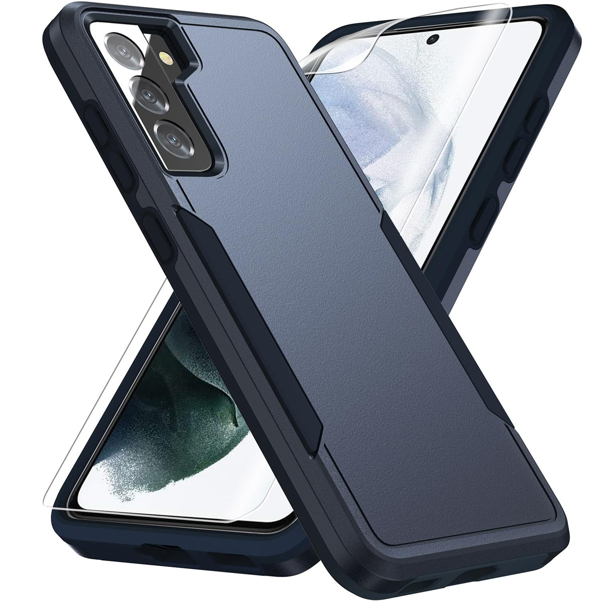Military-grade shockproof phone case for Samsung Galaxy S21，Includes 1 tempered glass screen protector