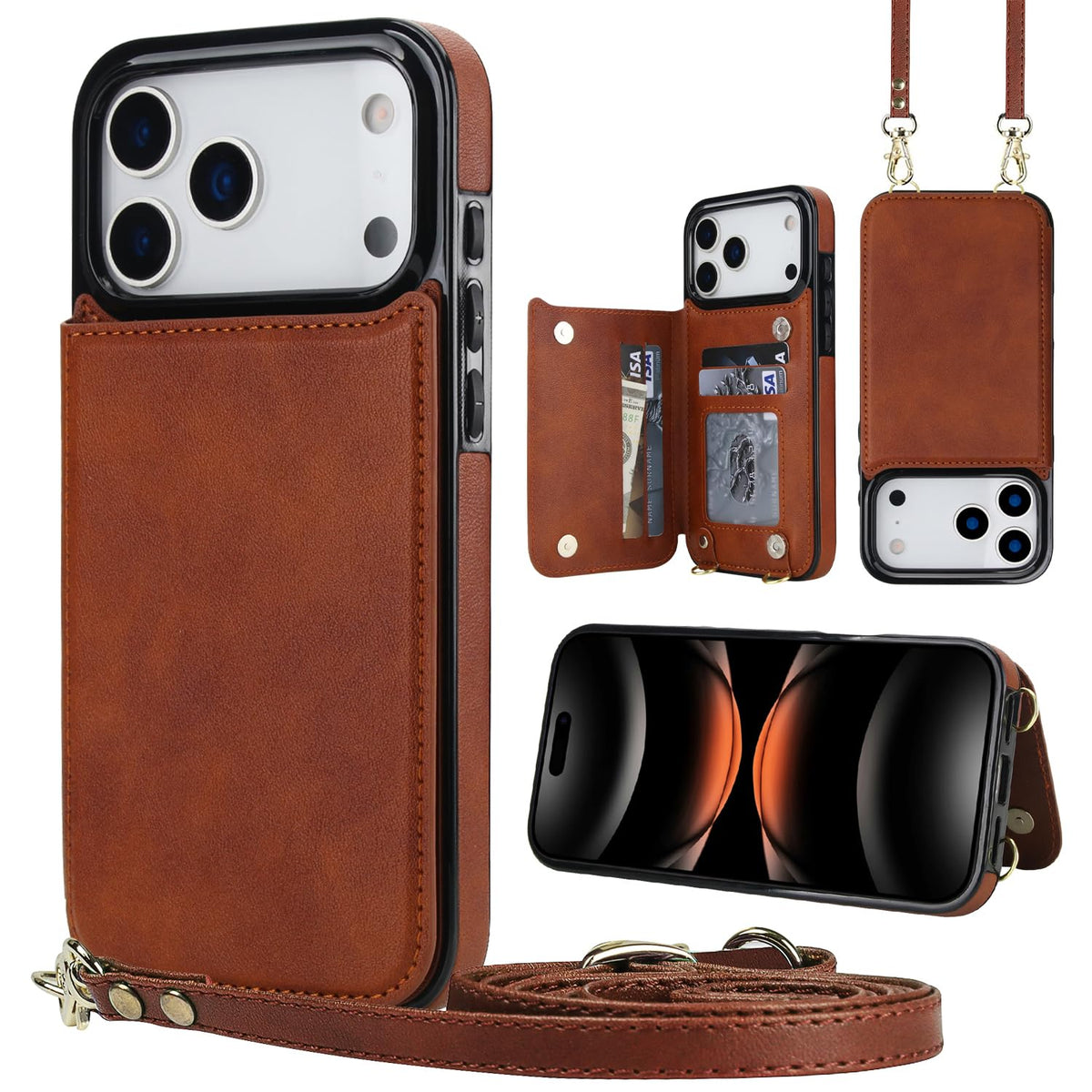 Wallet PU Leather Phone Case for iPhone 17 Pro RFID Blocking 